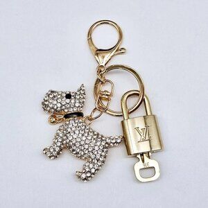 Authentic LV Louis Vuitton Gold Padlock 🔑 Unbranded Dog Keychain Bag Charm